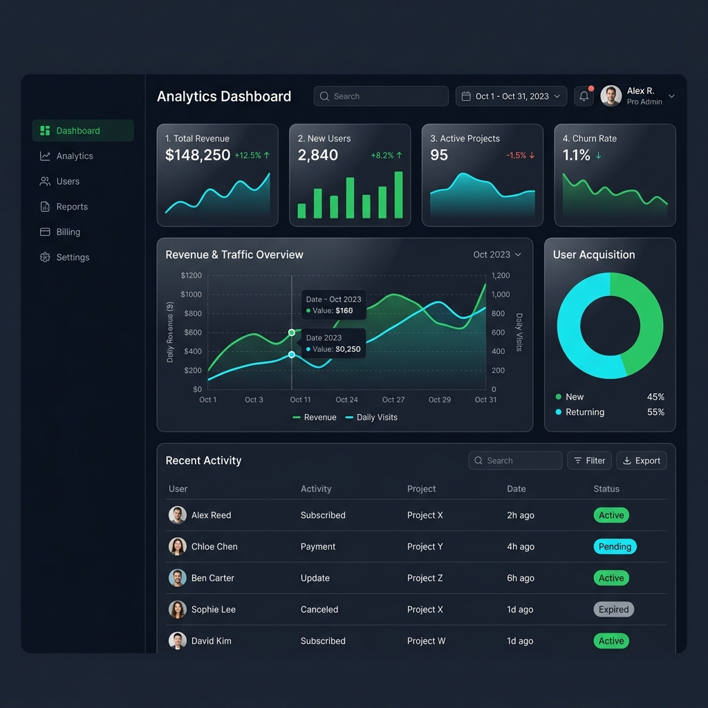 Dashboard SaaS Analytics — LEAFSEVEN